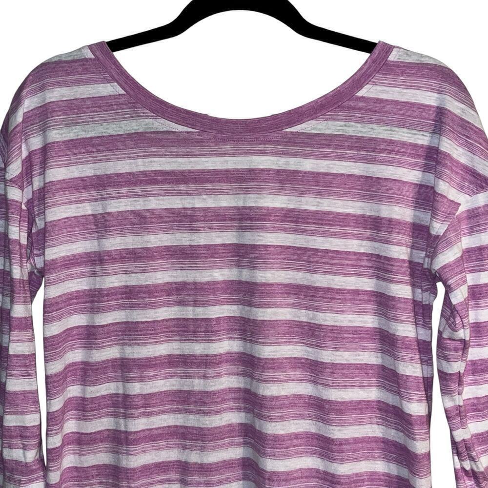 T by Talbots 3/4 Sleeve Striped Purple & White Pullover Top | Small - Picture 2 of 7